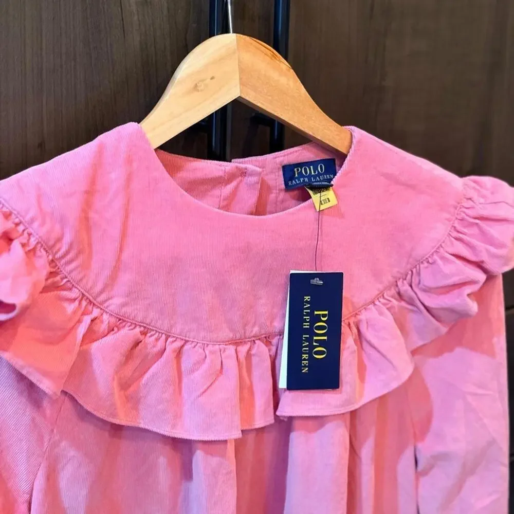 NWT Ralph Lauren Ruffled Cotton Corduroy Dress